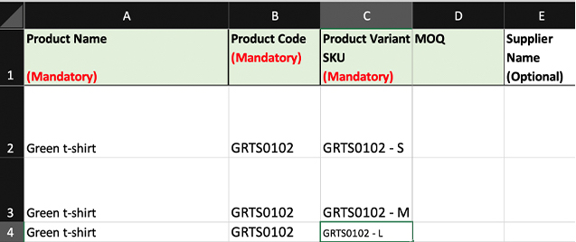 product code and sku