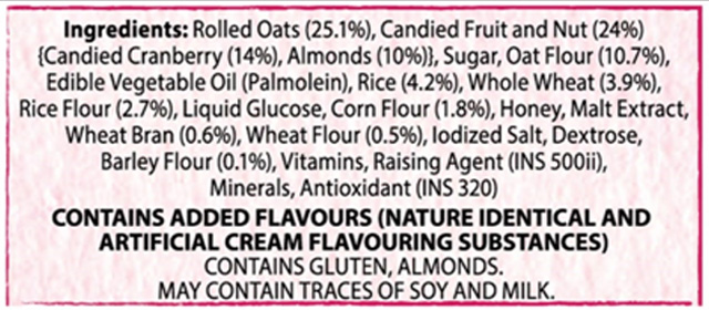 Ingredient list